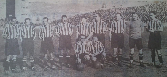 De pie: Muguerza, Chirri, Gerardo, Iraragorri, Lafuente, Bata, Cilaurren, Ispizua y Roberto. 
Arrodillados: Urquizu y Gorostiza. 